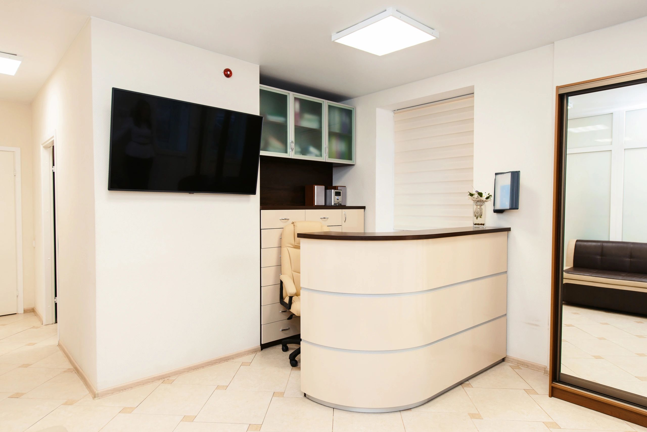 Front desk and reception area at a wellness clinic